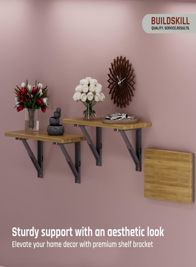 BUILDSKILL حامل رف قابل للطي من Buildskill مقاس 20 بوصة، حامل طاولة قابل للطي شديد التحمل بسمك 1.2 مم، مقاوم للتآكل وتصميم موفر للمساحة، حوامل لأرفف الحائط ومحطات العمل، للاستخدام المنزلي والمكتبي (رمادي داكن) (مجموعة من قطعتين) - Image 2